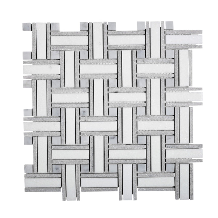 Apollo Tile Gray 10-in x 10-in Polished Natural Stone Marble Basketweave Wall Tile (4.13-sq. ft/ Carton)
