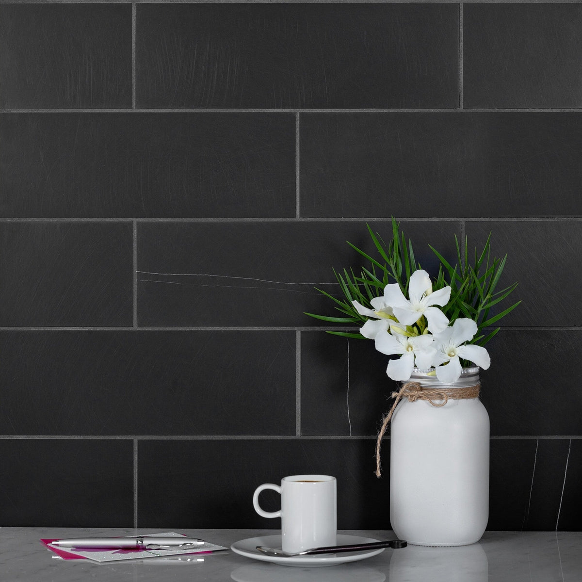 Apollo Tile Black 4-in x 12-in Honed Natural Stone Marble Brick Floor and Wall Tile (5-sq. ft/ Carton)