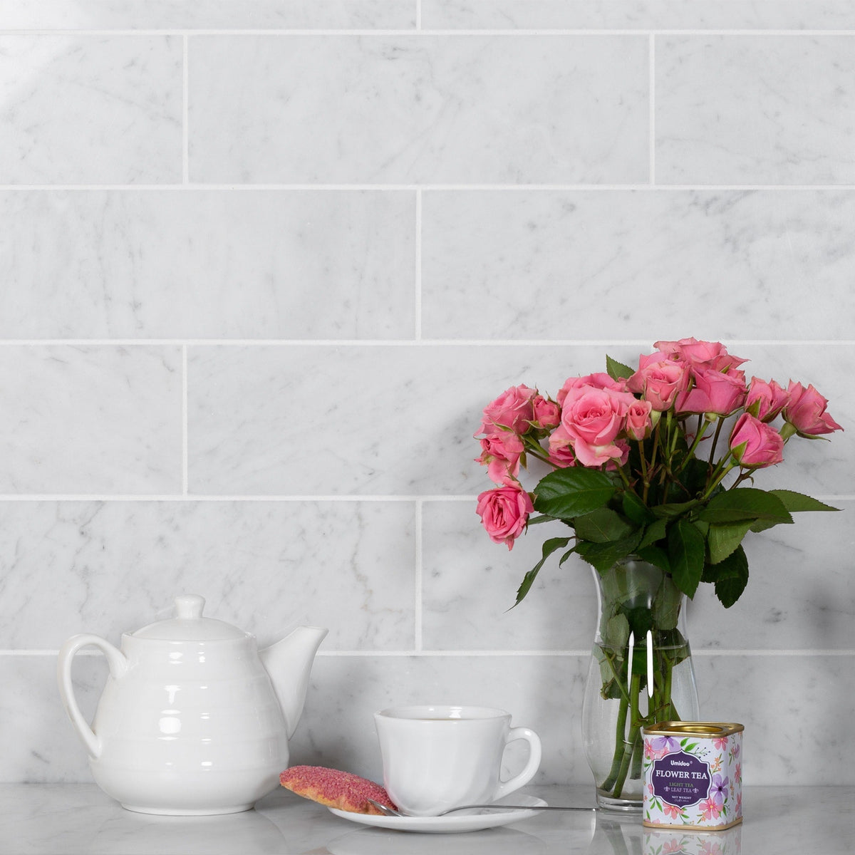 Apollo Tile (Sample) White 4-in x 4-in Polished Marble Floor and Wall Tile