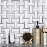 Apollo Tile Gray 10-in x 10-in Polished Natural Stone Marble Basketweave Wall Tile (4.13-sq. ft/ Carton)