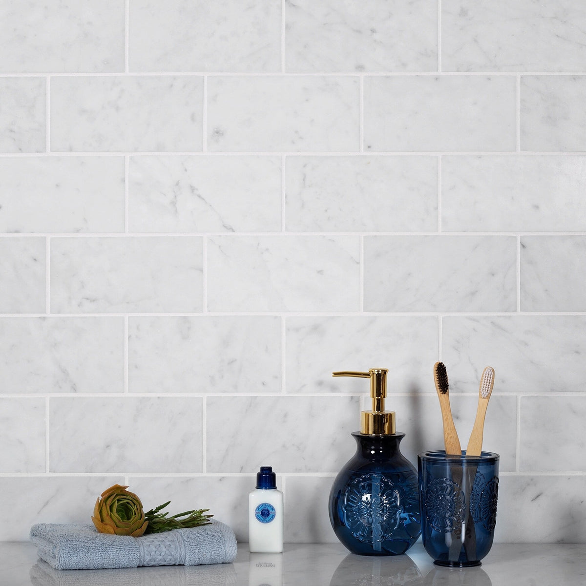 Apollo Tile White 3-in x 6-in Honed Natural Stone Marble Mixed Pattern Floor and Wall Tile (5-sq. ft/ Carton)