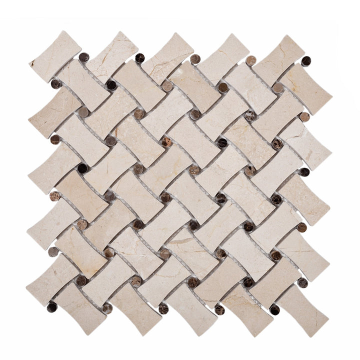 Apollo Tile (Sample) Beige 4-in x 4-in Polished Quartz Octagon Dot Mosaic Floor and Wall Tile