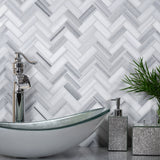 Apollo Tile (Sample) Gray 4-in x 4-in Polished Glass/Metal/Stone Marble Herringbone Floor and Wall Tile