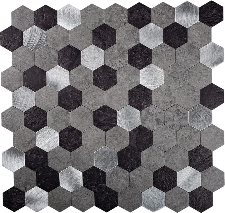 Apollo Tile Brisk Silver 11-in x 11-in Brushed PVC Wood look Peel and stick Wall Tile product image