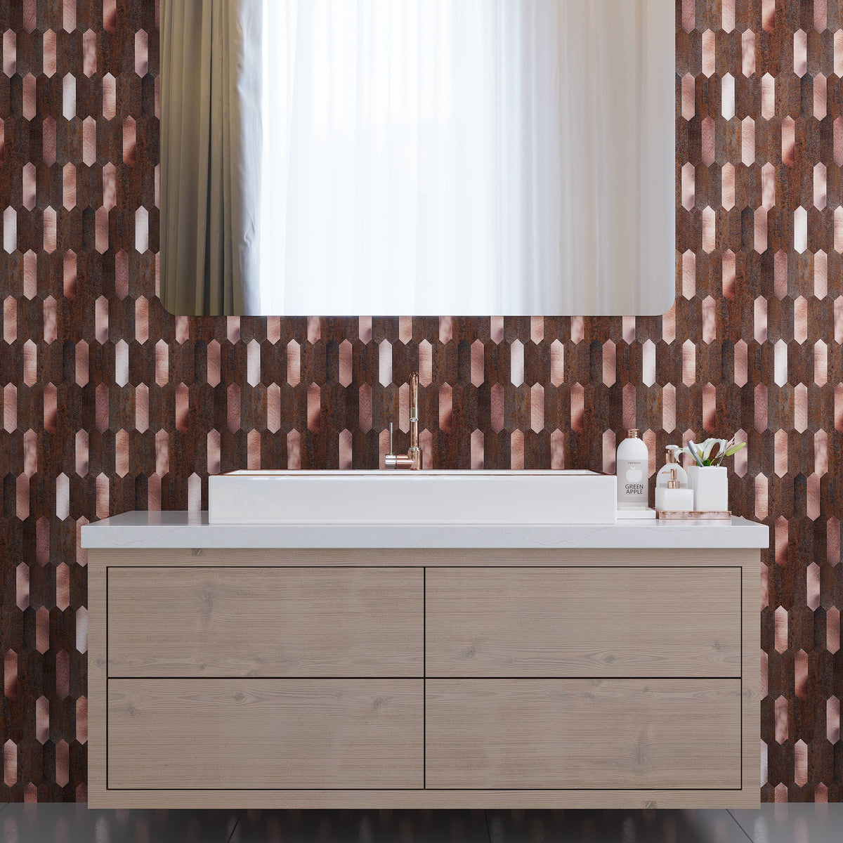 Apollo Tile (Sample) Copper 4-in x 4-in Brushed Metal Wall Tile