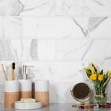 Apollo Tile White 4-in x 12-in Honed Natural Stone Marble Brick Floor and Wall Tile (5-sq. ft/ Carton)