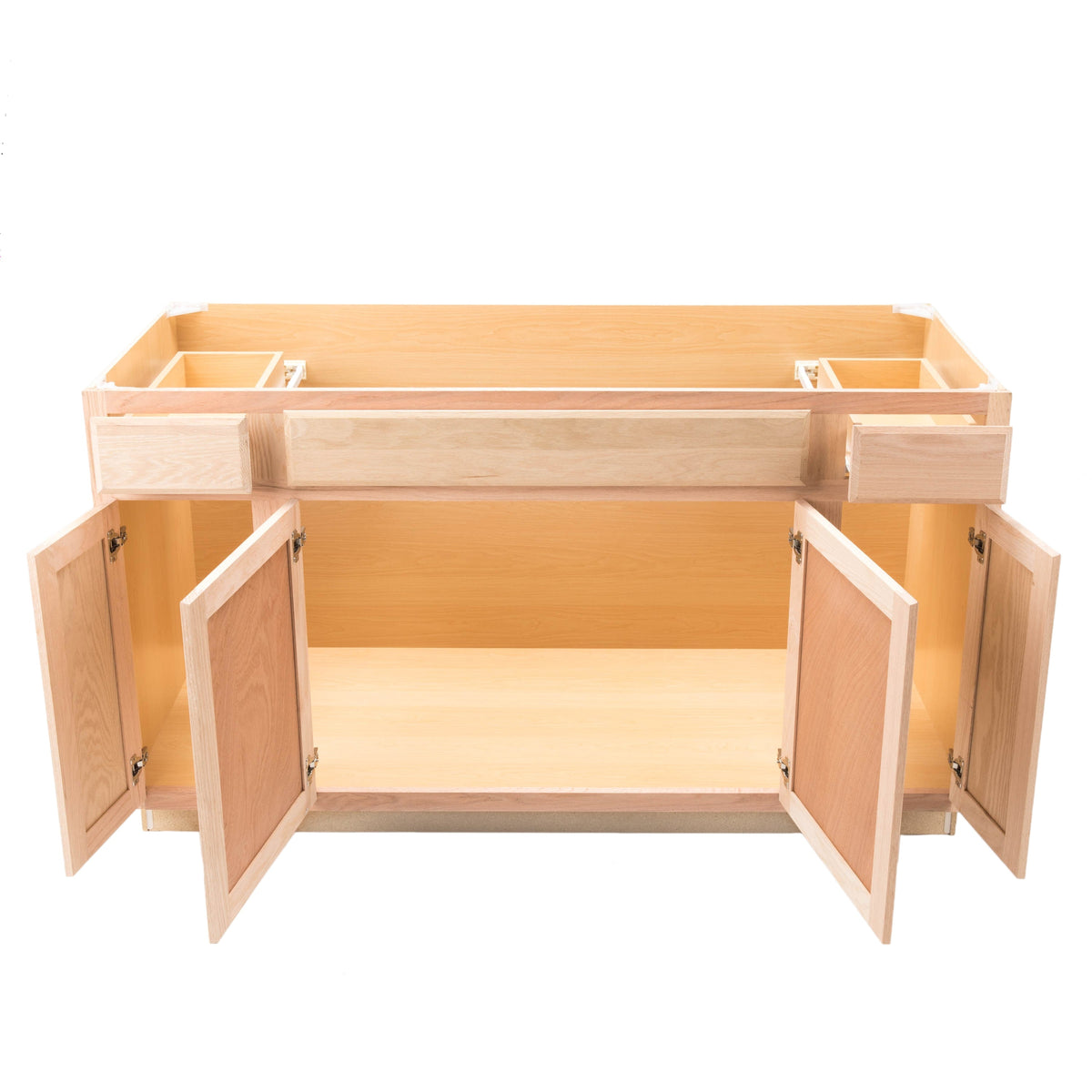 Project Source Oak Brook 60-in W x 35-in H x 23.75-in D Unfinished Oak Sink Base Stock Cabinet, Fully Assembled