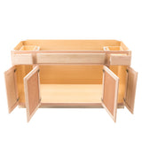Project Source Oak Brook 60-in W x 35-in H x 23.75-in D Unfinished Oak Sink Base Stock Cabinet, Fully Assembled