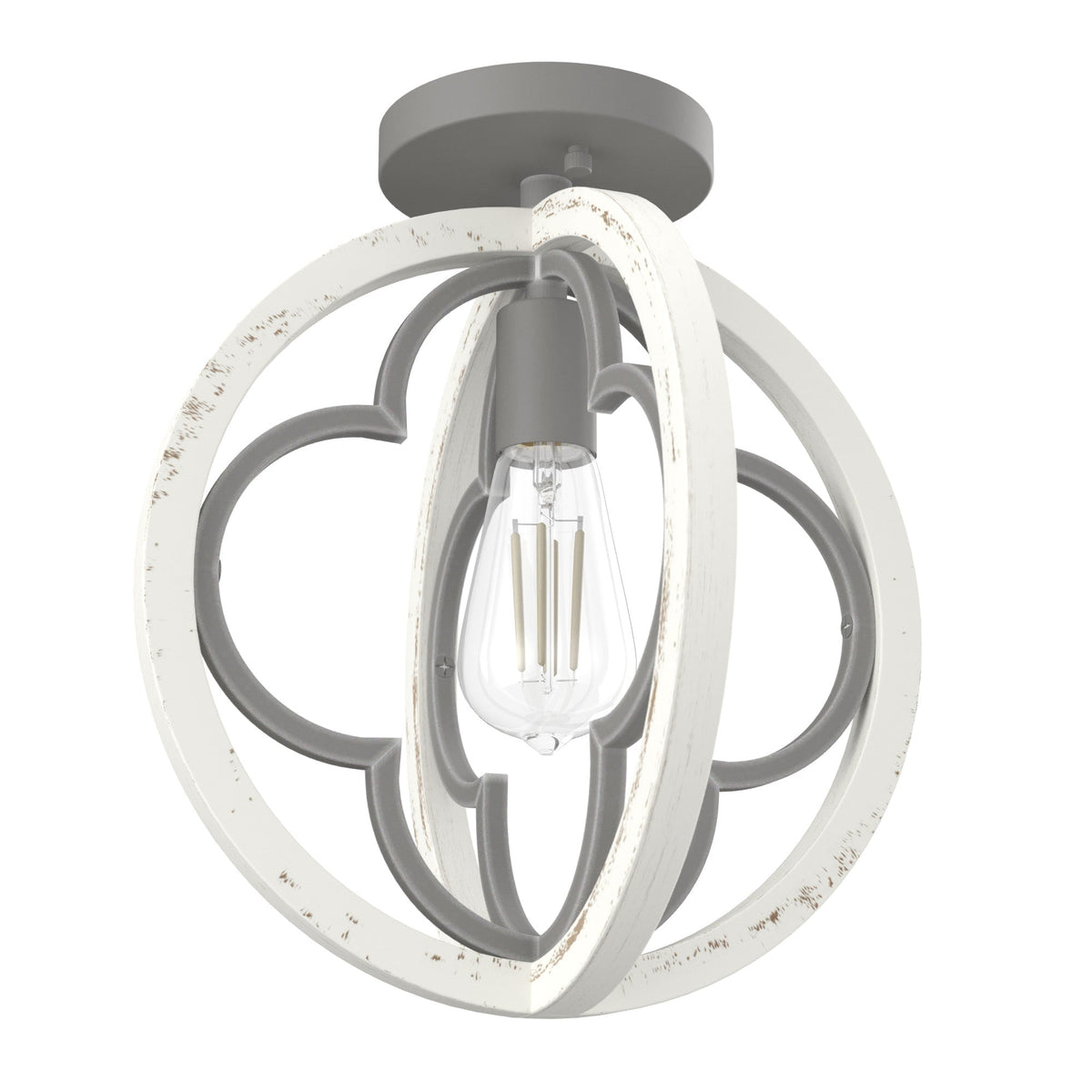 Hunter Gablecrest 4-Light Concrete with Rustic White Rustic Geometric LED Mini Hanging Pendant Light