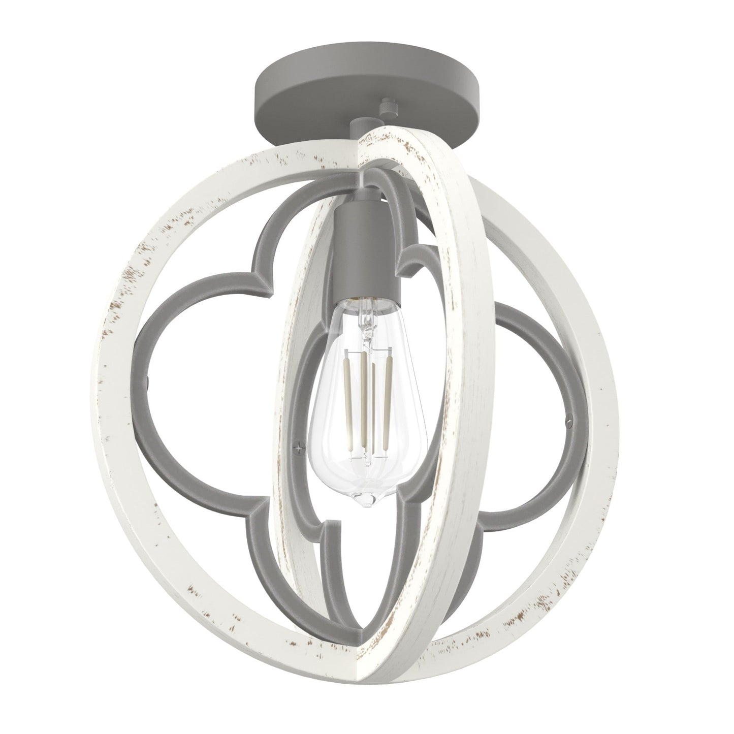 Hunter Gablecrest 4-Light Concrete with Rustic White Rustic Geometric LED Mini Hanging Pendant Light