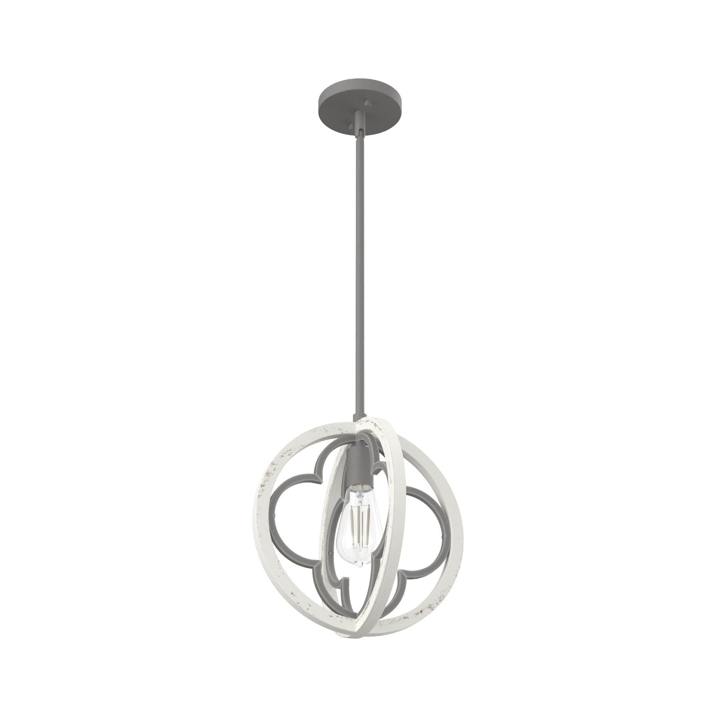 Hunter Gablecrest 4-Light Concrete with Rustic White Rustic Geometric LED Mini Hanging Pendant Light