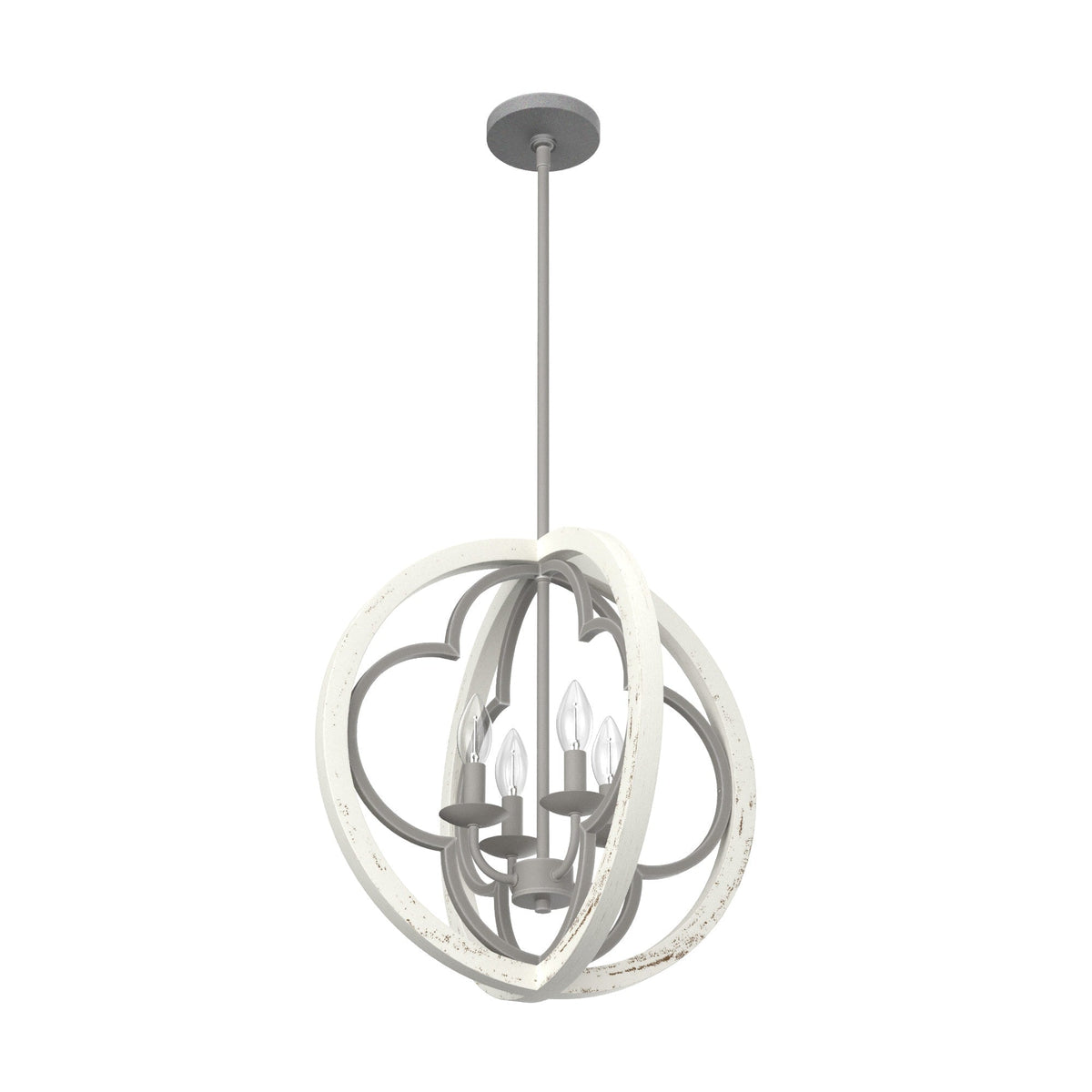 Hunter Gablecrest 4-Light Concrete with Rustic White Rustic Geometric LED Medium Hanging Pendant Light