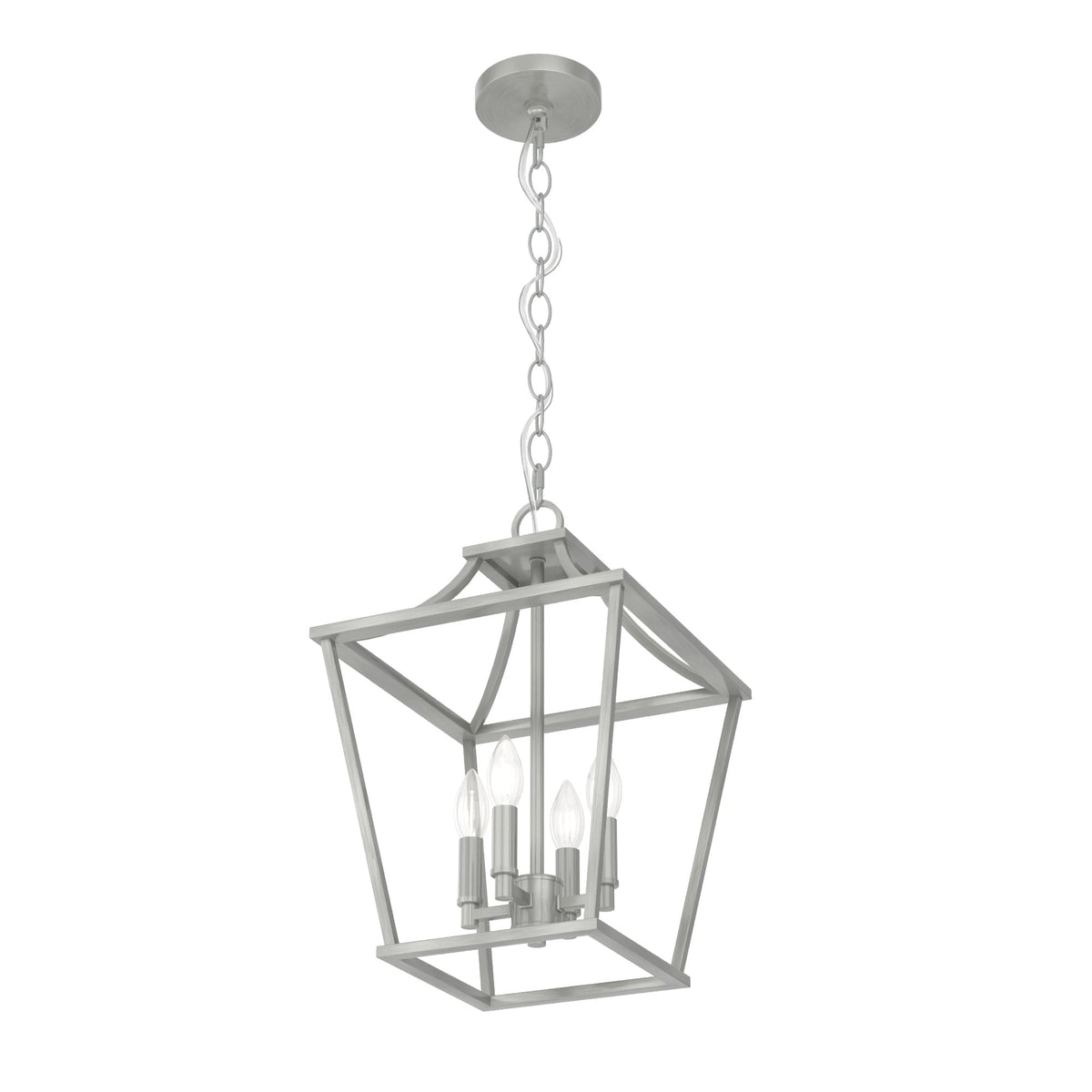 Hunter Laurel Ridge 4-Light Brushed Nickel Traditional Lantern LED Medium Hanging Pendant Light