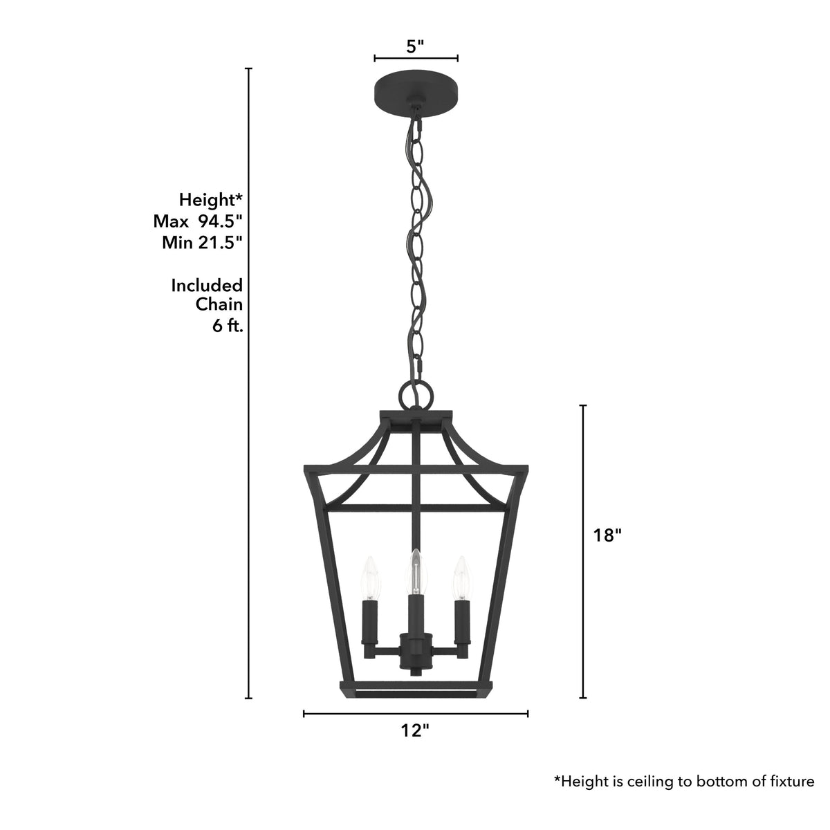 Hunter Laurel Ridge 4-Light Natural Iron Traditional Lantern LED Medium Hanging Pendant Light