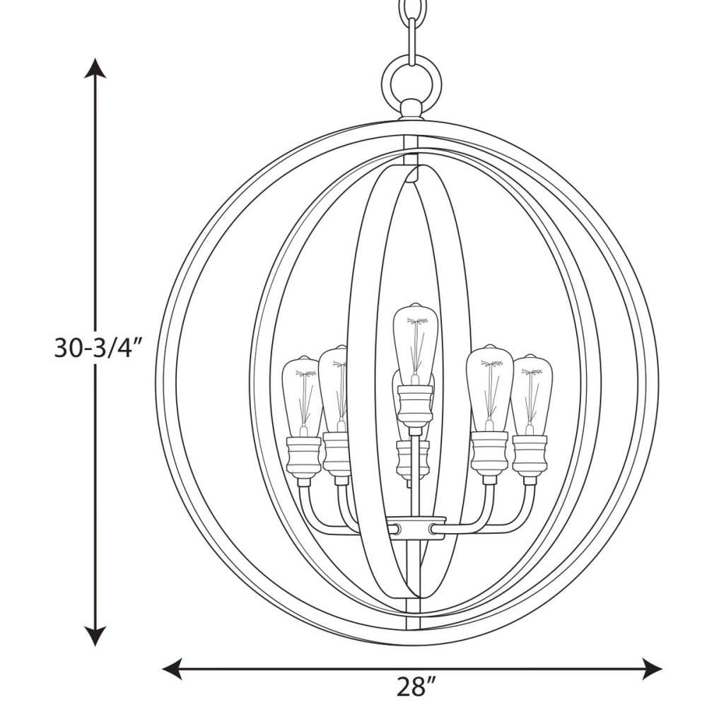 Progress Lighting Conestee 6-Light Graphite Coastal Globe Large Hanging Pendant Light