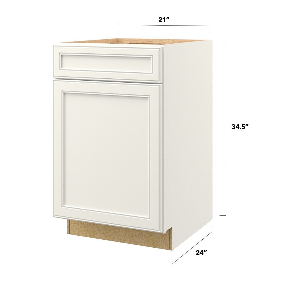 allen + roth McKeller 21-in W x 34.5-in H x 24-in D Linen 1-Drawer Base Fully Assembled Cabinet (Flat Panel Square Style)