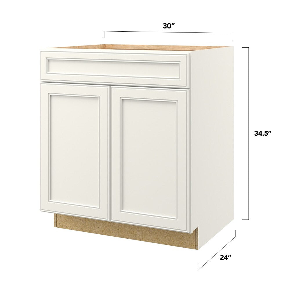 allen + roth McKeller 30-in W x 34.5-in H x 24-in D Linen 1-Drawer Base Fully Assembled Cabinet (Flat Panel Square Style)