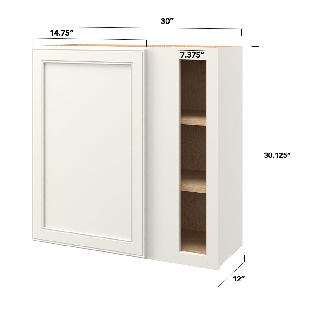 allen + roth McKeller 30-in W x 30.125-in H x 12-in D Linen Blind Corner Wall Fully Assembled Cabinet (Flat Panel Mitered Style)