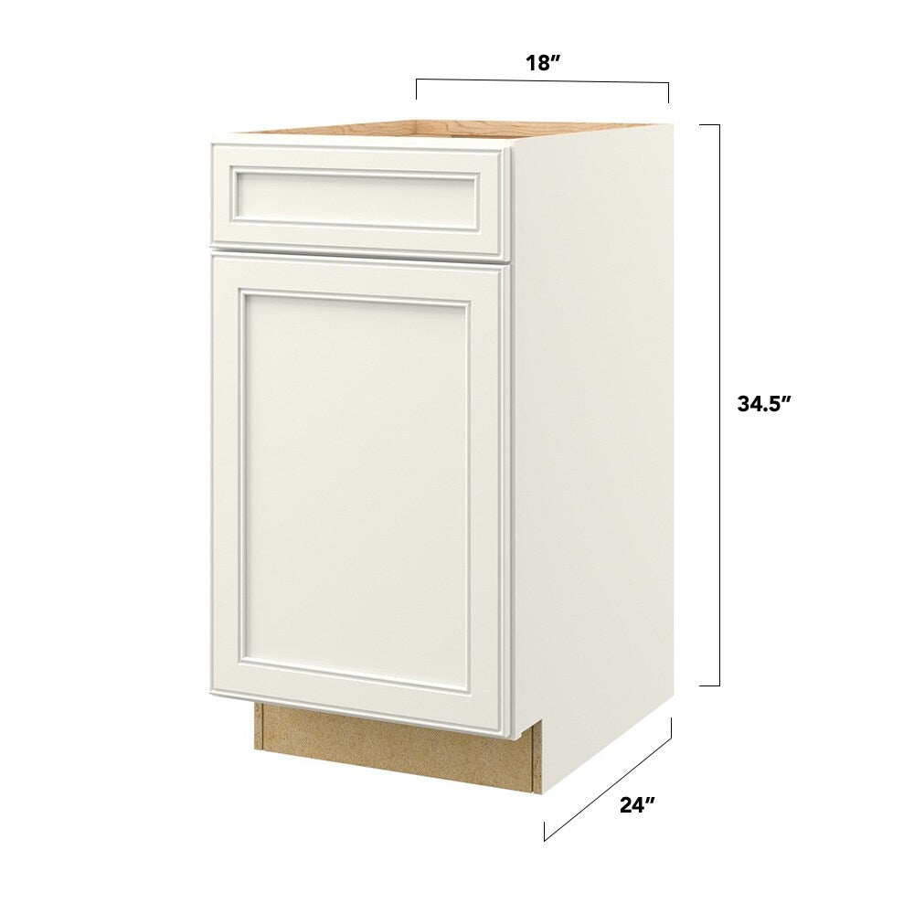 allen + roth McKeller 18-in W x 34.5-in H x 24-in D Linen 1-Drawer Base Fully Assembled Cabinet (Flat Panel Square Style)