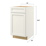 allen + roth McKeller 18-in W x 34.5-in H x 24-in D Linen 1-Drawer Base Fully Assembled Cabinet (Flat Panel Mitered Style)
