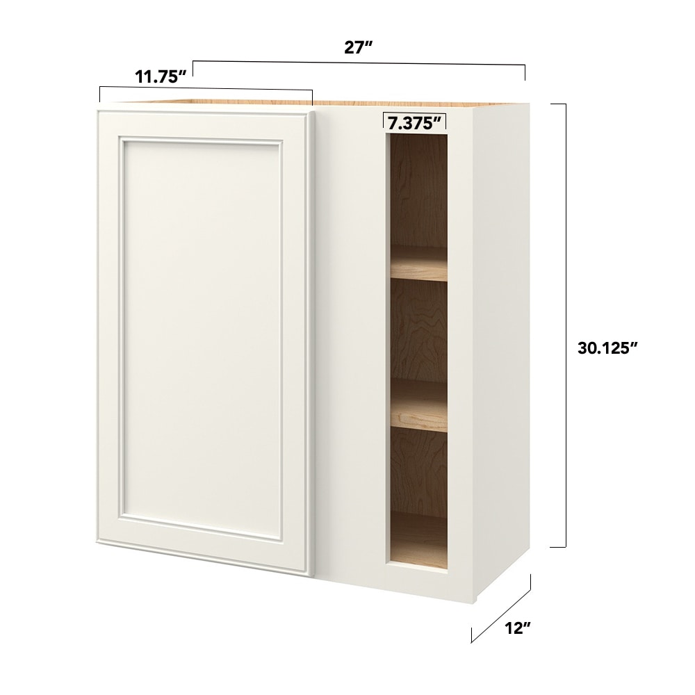 allen + roth McKeller 27-in W x 30.125-in H x 12-in D Linen Blind Corner Wall Fully Assembled Cabinet (Flat Panel Mitered Style)