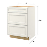 allen + roth McKeller 24-in W x 34.5-in H x 24-in D Linen 3-Drawer Base Fully Assembled Cabinet (Flat Panel Style)