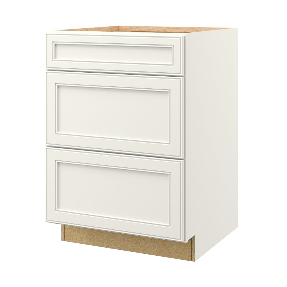 allen + roth McKeller 24-in W x 34.5-in H x 24-in D Linen 3-Drawer Base Fully Assembled Cabinet (Flat Panel Style)