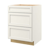allen + roth McKeller 24-in W x 34.5-in H x 24-in D Linen 3-Drawer Base Fully Assembled Cabinet (Flat Panel Style)