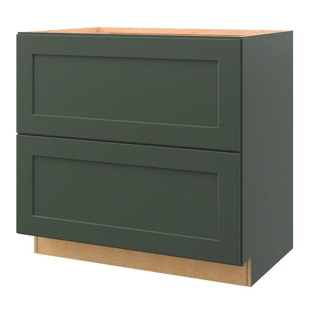 allen + roth Galway 36-in W x 34.5-in H x 24-in D Sage 2-Drawer Base Fully Assembled Cabinet (Flat Panel Style)