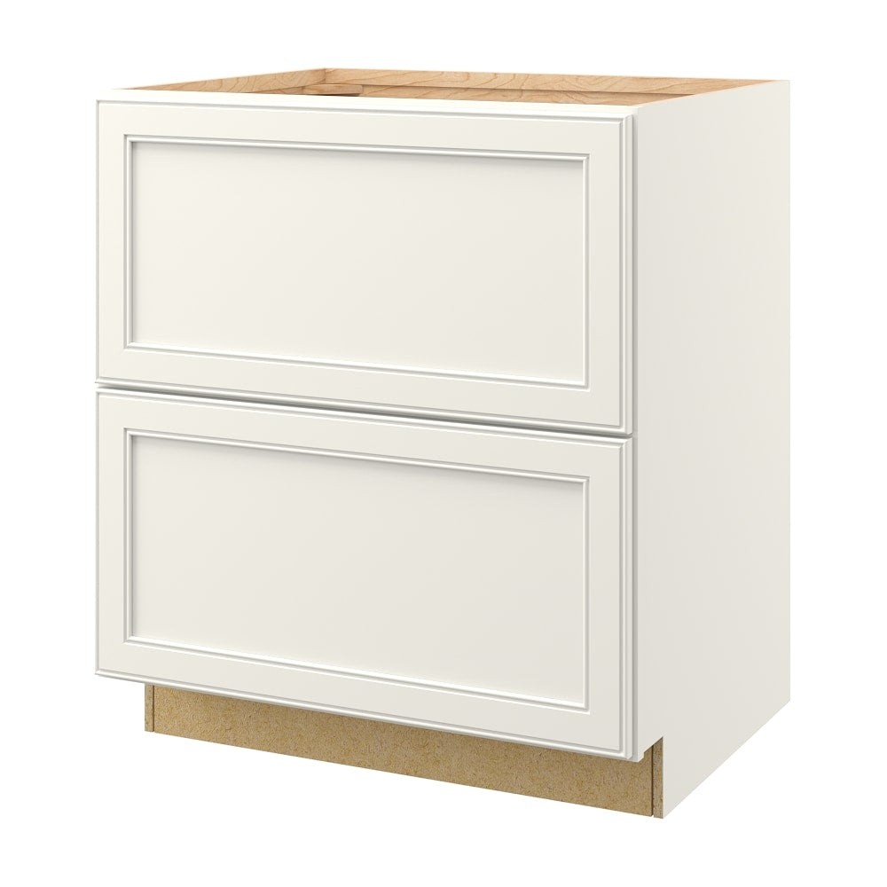 allen + roth McKeller 30-in W x 34.5-in H x 24-in D Linen 2-Drawer Base Fully Assembled Cabinet (Flat Panel Style)