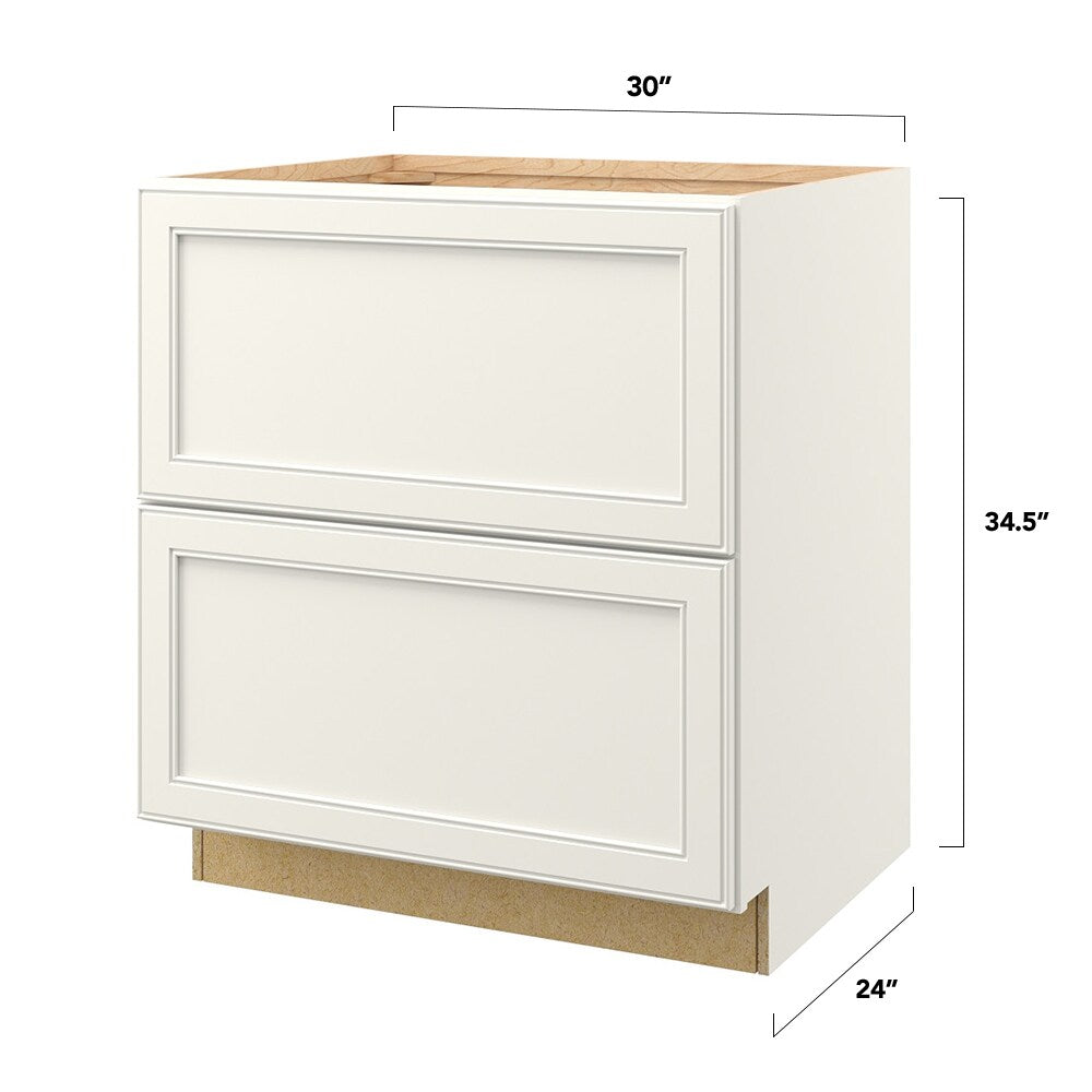 allen + roth McKeller 30-in W x 34.5-in H x 24-in D Linen 2-Drawer Base Fully Assembled Cabinet (Flat Panel Style)