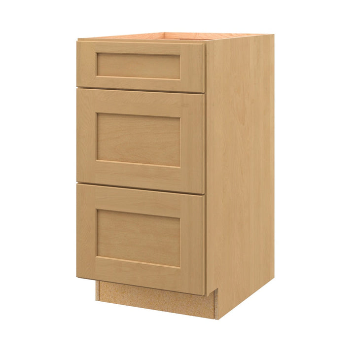 allen + roth Innsbrook 18-in W x 34.5-in H x 24-in D Rye 3-Drawer Base Fully Assembled Cabinet (Flat Panel Style)