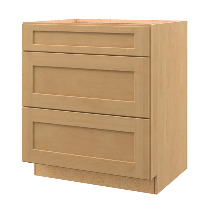 allen + roth Innsbrook 30-in W x 34.5-in H x 24-in D Rye 3-Drawer Base Fully Assembled Cabinet (Flat Panel Style)