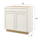 allen + roth McKeller 33-in W x 34.5-in H x 24-in D Linen 1-Drawer Base Fully Assembled Cabinet (Flat Panel Mitered Style)