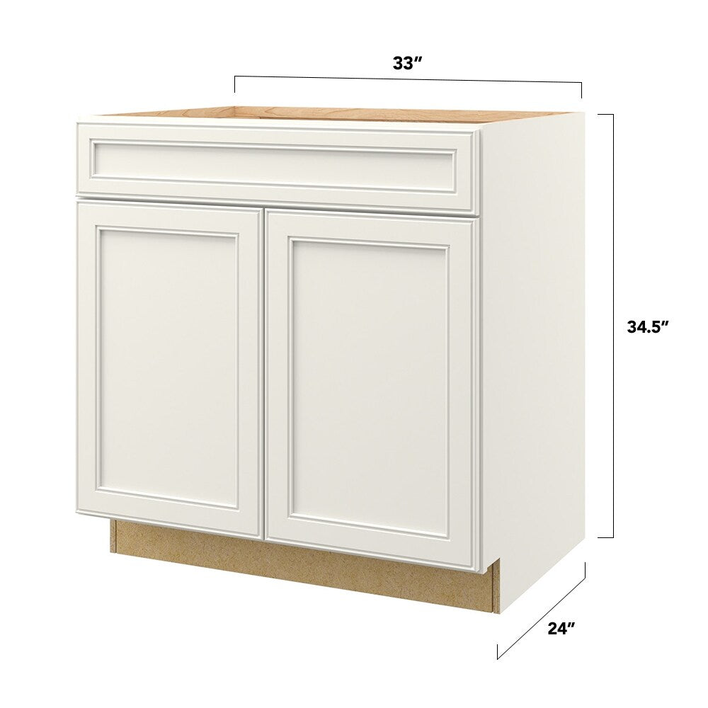 allen + roth McKeller 33-in W x 34.5-in H x 24-in D Linen 1-Drawer Base Fully Assembled Cabinet (Flat Panel Square Style)