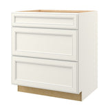 allen + roth McKeller 30-in W x 34.5-in H x 24-in D Linen 3-Drawer Base Fully Assembled Cabinet (Flat Panel Style)