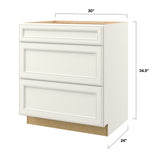 allen + roth McKeller 30-in W x 34.5-in H x 24-in D Linen 3-Drawer Base Fully Assembled Cabinet (Flat Panel Style)