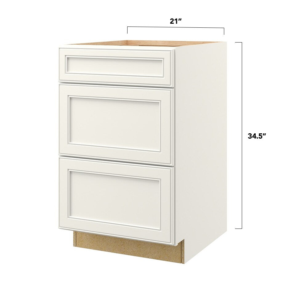 allen + roth McKeller 21-in W x 34.5-in H x 24-in D Linen 3-Drawer Base Fully Assembled Cabinet (Flat Panel Style)