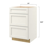 allen + roth McKeller 21-in W x 34.5-in H x 24-in D Linen 3-Drawer Base Fully Assembled Cabinet (Flat Panel Style)