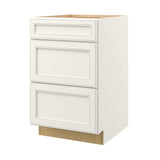 allen + roth McKeller 21-in W x 34.5-in H x 24-in D Linen 3-Drawer Base Fully Assembled Cabinet (Flat Panel Style)