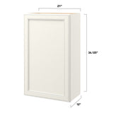allen + roth McKeller 21-in W x 36.125-in H x 12-in D Linen Wall Fully Assembled Cabinet (Flat Panel Square Door Style)