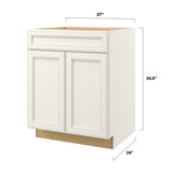 allen + roth McKeller 27-in W x 34.5-in H x 24-in D Linen 1-Drawer Base Fully Assembled Cabinet (Flat Panel Square Style)