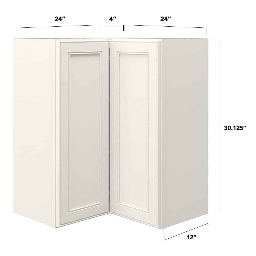 allen + roth McKeller 24-in W x 30.125-in H x 12-in D Linen Diagonal Corner Wall Fully Assembled Cabinet (Flat Panel Square Style)