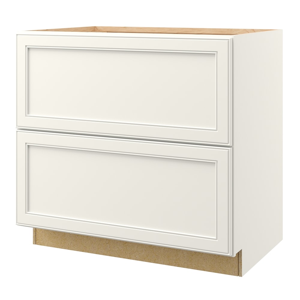 allen + roth McKeller 36-in W x 34.5-in H x 24-in D Linen 2-Drawer Base Fully Assembled Cabinet (Flat Panel Style)