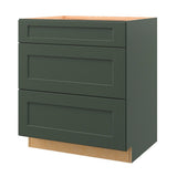 allen + roth Galway 30-in W x 34.5-in H x 24-in D Sage 3-Drawer Base Fully Assembled Cabinet (Flat Panel Style)