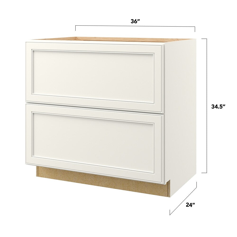 allen + roth McKeller 36-in W x 34.5-in H x 24-in D Linen 2-Drawer Base Fully Assembled Cabinet (Flat Panel Style)