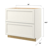allen + roth McKeller 36-in W x 34.5-in H x 24-in D Linen 2-Drawer Base Fully Assembled Cabinet (Flat Panel Style)
