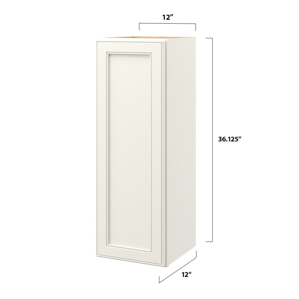 allen + roth McKeller 12-in W x 36.125-in H x 12-in D Linen Wall Fully Assembled Cabinet (Flat Panel Square Door Style)