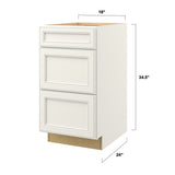 allen + roth McKeller 18-in W x 34.5-in H x 24-in D Linen 3-Drawer Base Fully Assembled Cabinet (Flat Panel Style)