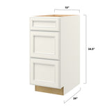 allen + roth McKeller 15-in W x 34.5-in H x 24-in D Linen 3-Drawer Base Fully Assembled Cabinet (Flat Panel Style)
